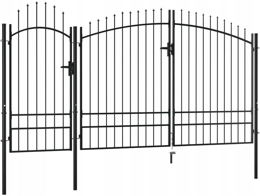 Brama ogrodzeniowa, stalowa, 2,45 x 4 m, czarna - zdjęcie 3 Brama ogrodzeniowa, stalowa, 2,45 x 4 m, czarna