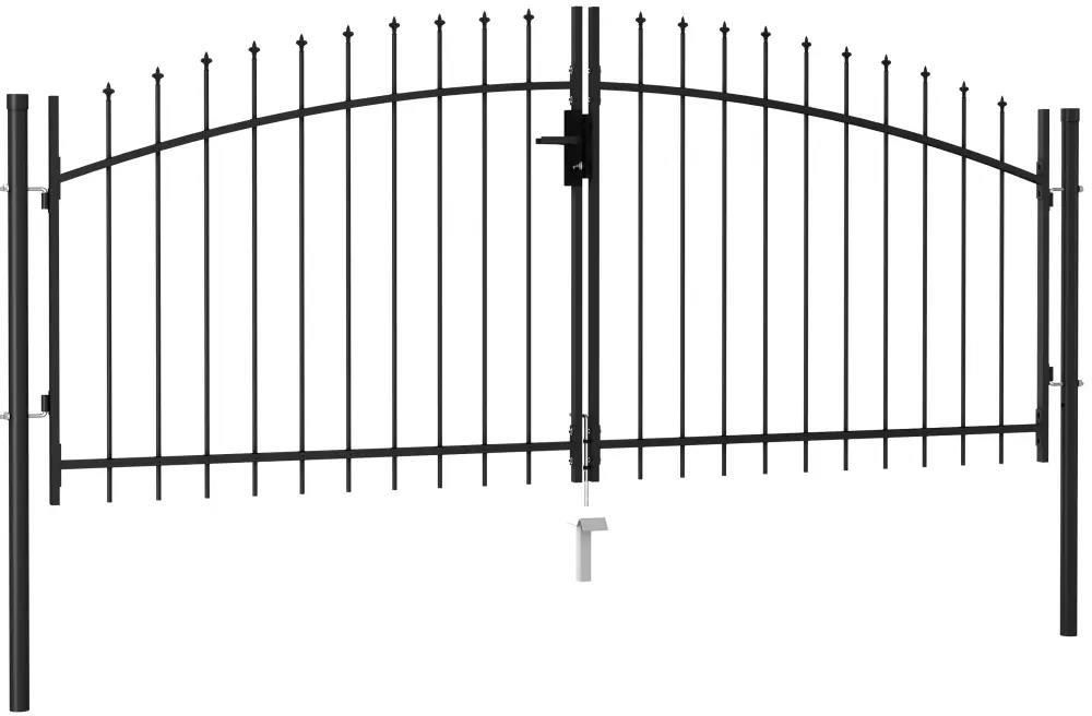 Brama dwuskrzydłowa z grotami, stalowa, 3x1,25 m, - zdjęcie 1 Brama dwuskrzydłowa z grotami, stalowa, 3x1,25 m,