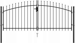 Brama dwuskrzydłowa z grotami, stalowa, 3x1,25 m, - dobre Bramy wjazdowe