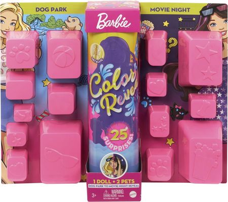 Barbie Color Reveal Kolorowa Niespodzianka Park dla psów/Wieczór filmowy GPD54 GPD56