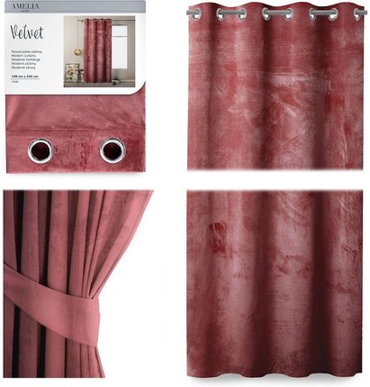 Ameliahome Zasłona Velvet Na Przelotkach 140X245 1Szt Bordo