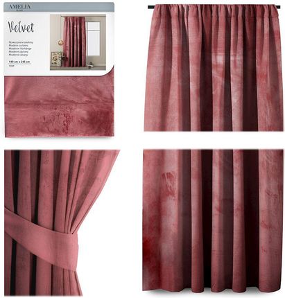 Ameliahome Zasłona Velvet Na Taśmie 140X245 1Szt Bordo