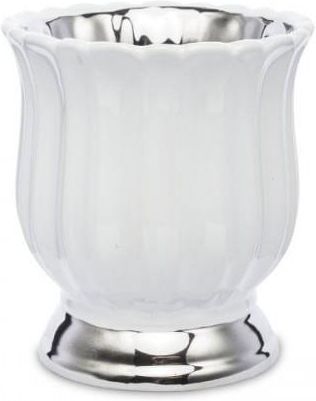 Osłonka ceramiczna Biała Ze Srebrnym Zdobieniem 14,5x13x13cm