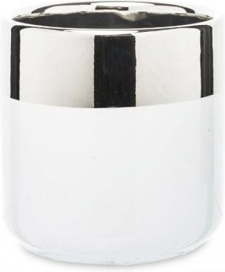 Osłonka ceramiczna Biała Ze Srebrnym Zdobieniem 10x10,5x10,5cm