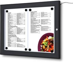 Jansen Display Czarna gablota na menu 2 x A4 z oświetleniem LED