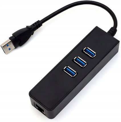 SWIATKABLI 3 PORTOWY HUB USB 3.0 1X3 ETHERNET 1GBPS RJ45 LAN  (5903794101333)
