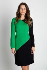 Bialcon Zielono-Czarna Sukienka Damska Z Długim Rękawem - Ceny i opinie -  