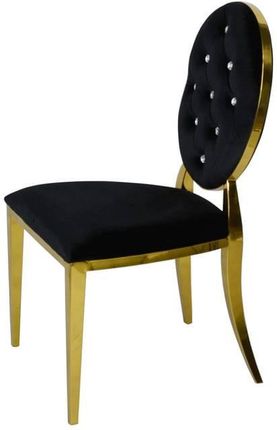 BellaCasa.co Krzesło Ludwik Gold glamour black złote krzesła pikowane kryształkami