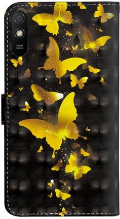 Erbord Etui Flexi Book do Xiaomi Redmi 9A Gold Butterfly Czarny