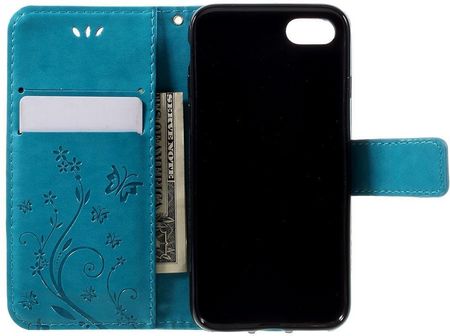 Erbord Etui Wallet do iPhone 7/8/SE 2020 Butterfly Flower Blue Niebieski