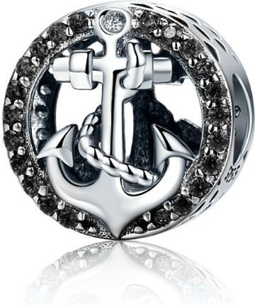 Valerio Rodowany Srebrny Charms Pandora Kotwica Symbol Nadziei Cyrkonie Srebro 925 (BEAD076)