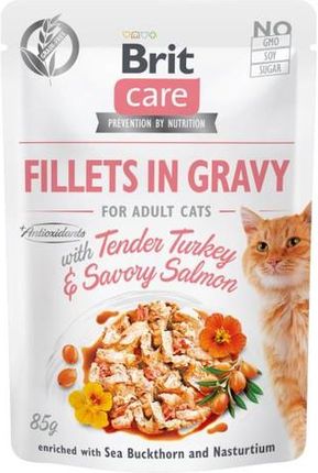 Brit Care Cat Pouches Fillets In Gravy With Tender Turkey& Savory Salmon 24X85G