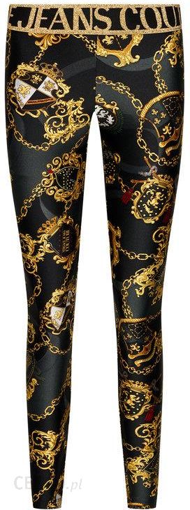 Błyszczące legginsy z wysokim stanem, Versace Jeans Couture, Kobiety