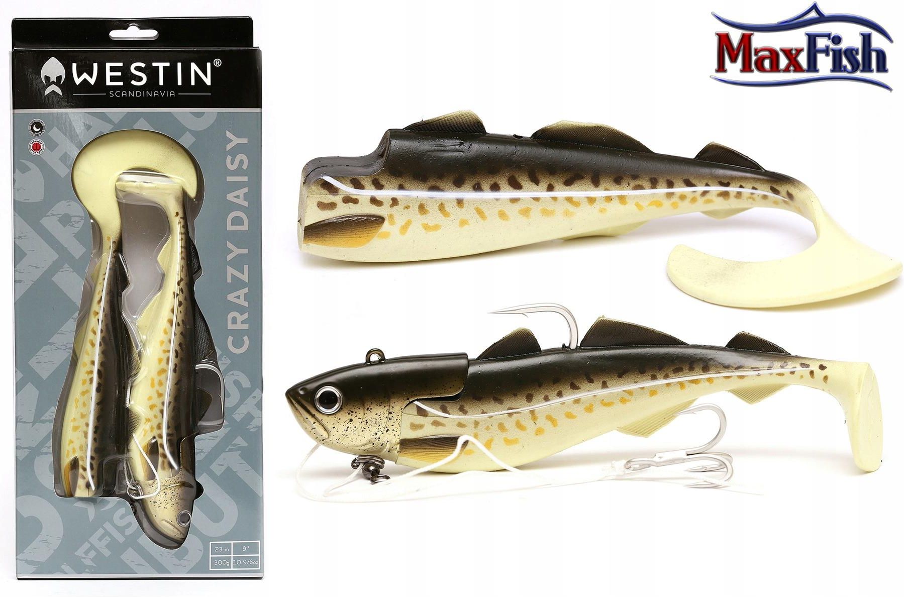 Westin Crazy Daisy Esca In Gomma 18 Cm 180 G Per Pesca In Mare – Merluzzo E Ippoglosso, Colore Glow Gadus, Con Testa Jig E Ganci 7/0