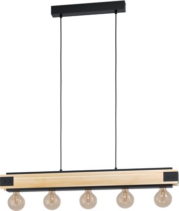 Eglo Lampa Wisząca Layham 5Xe27 Czarny/Drewno (43468) 43468