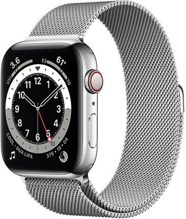 Apple Watch 6 Cellular Koperta 44mm Srebrna ze Stali Nierdzewnej z Bransoletą Mediolańską Srebrną (M09E3WBA)