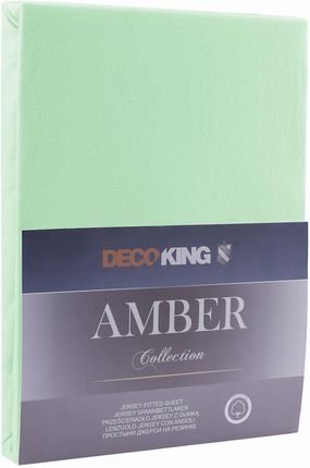 DecoKing Prześcieradło bawełna Amber z gumką miętowe  80-90x200