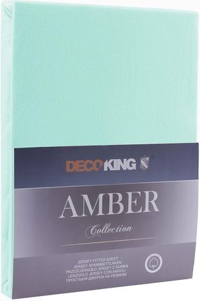 DecoKing Prześcieradło bawełna Amber z gumką jasny turkus 160-180x200