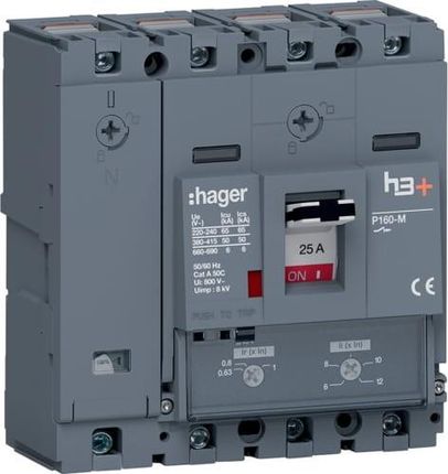 Hager Mccb Wyłącznik Mocy H3+ P160 4P 25A 50Ka (Hms026Dc)