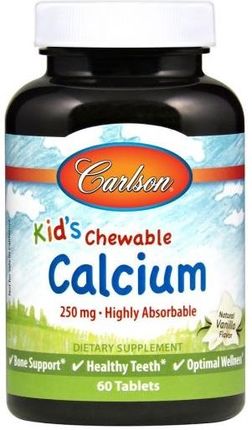 Carlson Labs Kid's Chewable Calcium 250mg Natural Vanilla 60 tabl