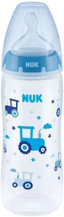 NUK First Choice+ ze wskaźnikiem temperatury smoczek silikonowy 360ml 6-18M niebieski/traktor
