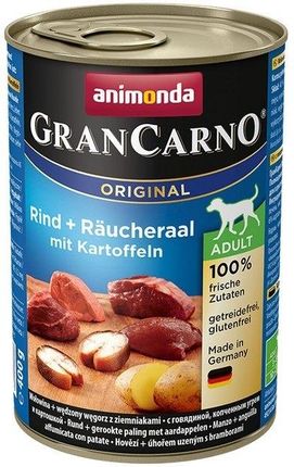 Animonda Grancarno Adult Rind Raucheraal Kartoffeln Wołowina Węgorz + Ziemniaki Puszka 400G
