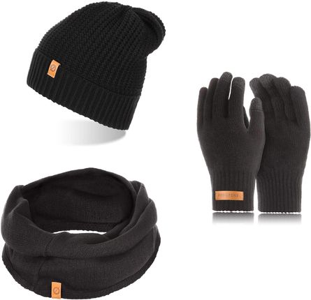 Męski komplet zimowy 3w1 czapka i komin + rękawiczki do ekranów dotykowych