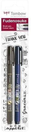 Pisak Fudenosuke Brush Pen 2 sztuki miękki i twardy - czarny