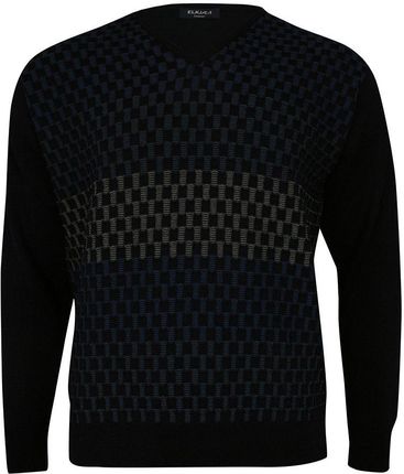 Sweter Granatowy Tłoczony Wzór Geometryczny Dekolt W Serek Męski Swkngs25287Granat