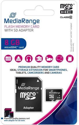 Mediarange MicroSDHC 8GB Class 10 + adapter SD (MR957)