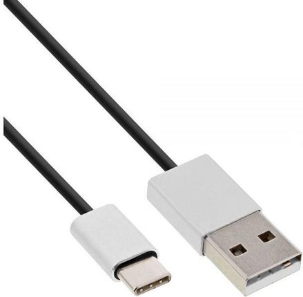 Inline kabel USB 2.0 InLine, wtyczka typu C do wtyczki A, czarno/aluminiowa, elastyczna, 1m (35831)
