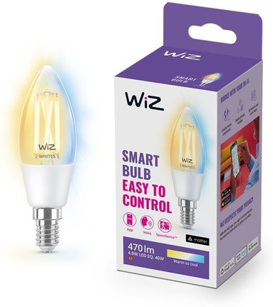 WiZ LED Żarówka filament przezroczysta E14 C35 4,9 W (40 W), zimna - ciepła biel (929003017622)