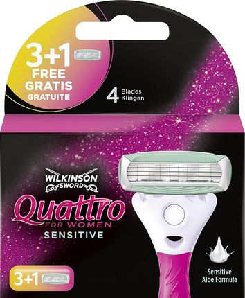 Wilkinson Sword Quattro For Women Sensitive Wymienne Ostrza Do Maszynek Dla Kobiet 1 + 3Szt.