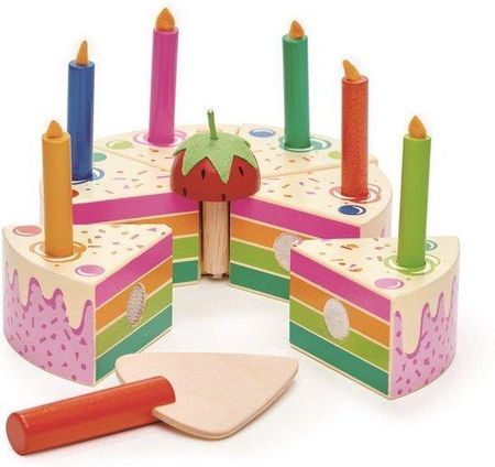 Tender Leaf Toys Drewniany Tort Urodzinowy Tęczowy