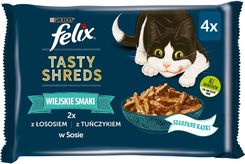 Felix Pouch Tasty Shreds Łosoś i Tuńczyk 4x80G