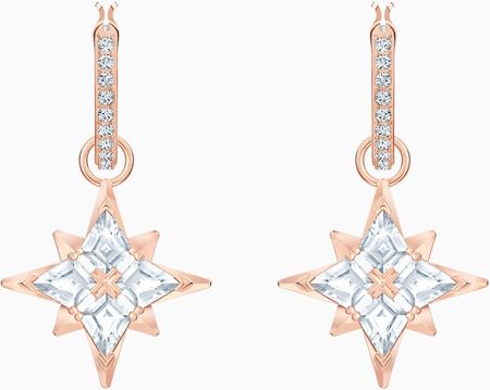 Sztyftowe kolczyki kreole Star z linii Swarovski Symbolic, białe, w odcieniu różowego złota