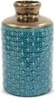 Wazon ceramiczny 22,5x13x13cm turkusowy ze złotymi zdobieniami