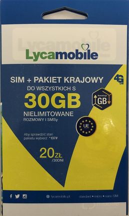 Lycamobile Karta Sim 20 Z Na Koncie Do Wszystkich Free - Opinie i ceny na  Ceneo.pl