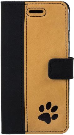 Surazo Wallet case Nubuk Czarny i Camel Łapa Psa do Nokia 7.1 (51216F)