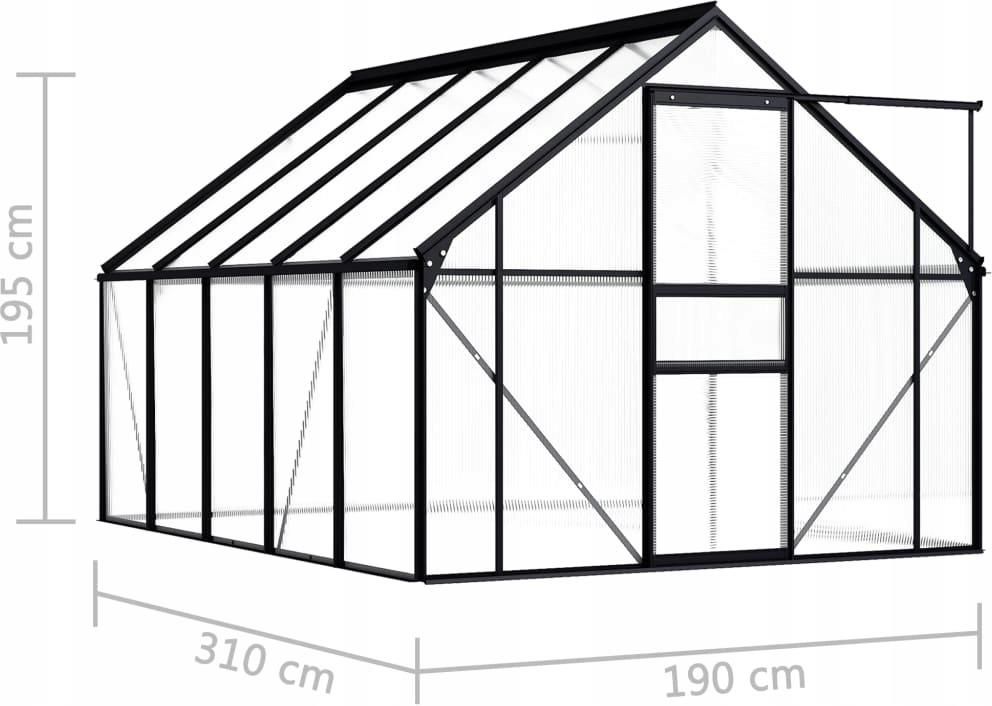 VIDAXL Szklarnia, ANTRACYTOWA, ALUMINIUM (48211) - zdjęcie 3 VIDAXL Szklarnia, ANTRACYTOWA, ALUMINIUM (48211)