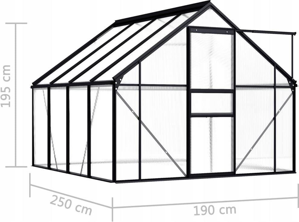 VIDAXL SZKLARNIA, ANTRACYTOWA, ALUMINIUM (48210) - zdjęcie 2 VIDAXL SZKLARNIA, ANTRACYTOWA, ALUMINIUM (48210)