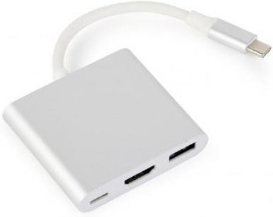 GEMBIRD   MULTI ADAPTER USB TYP-C (M) -> USB TYP-C; USB 3.0; HDMI SREBRNY  (2_318712)