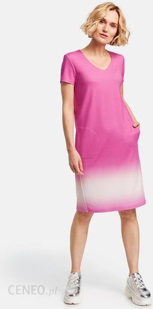 Gerry Weber Jerseyowa sukienka w batikowe paski Różowy 38/S - Ceny i opinie  