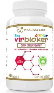 Progress Labs Virbloker Junior 5mg Cynk Chelatowany do ssania o smaku malinowym 60tabl.