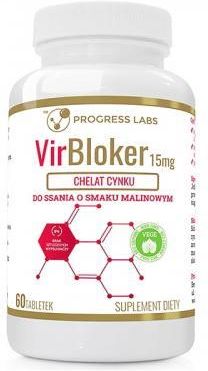Progress Labs VirBloker Chelat Cynku 15mg do ssania o smaku malinowym 60tabl.