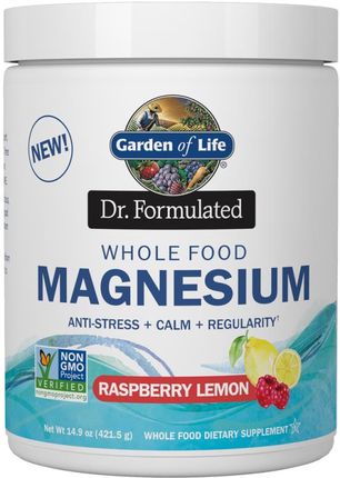 Garden Of Life Whole Food Magnesium Magnez + 3 Szczepy Bakterii Malina-Cytryna 421.5 G