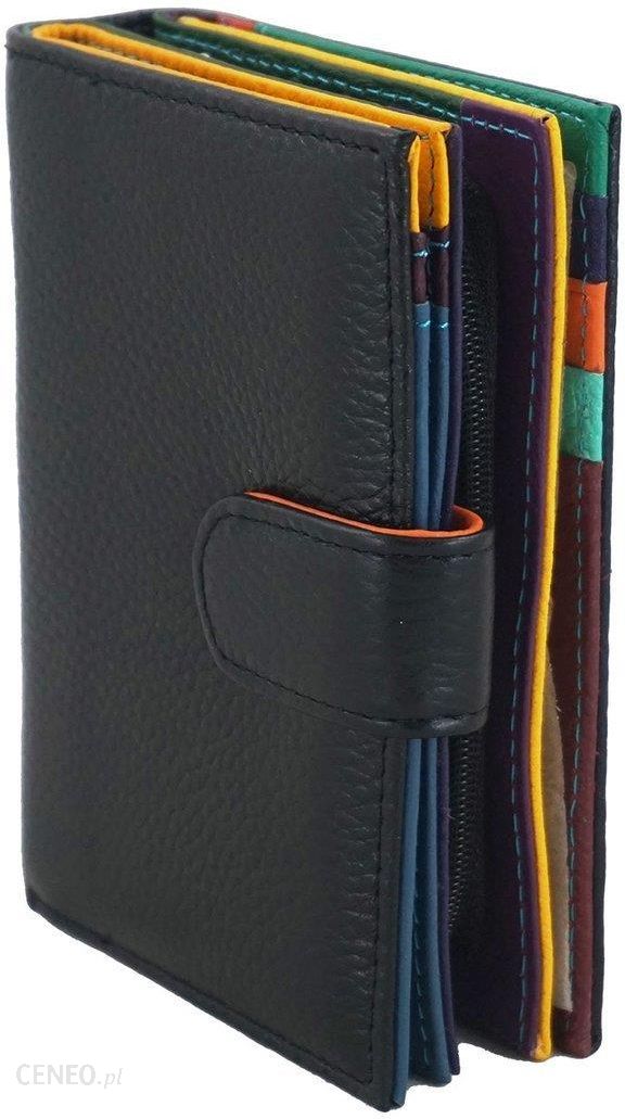 Pojemny kolorowy portfel damski skórzany - Czarny - Buty Olivier