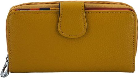 Kolorowe portfele damskie skórzane - Żółte ciemne - Żółty ciemny