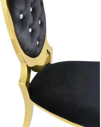BellaCasa Krzesło glamour Victoria Gold black złote krzesło pikowane kryształkami - zdjęcie 2