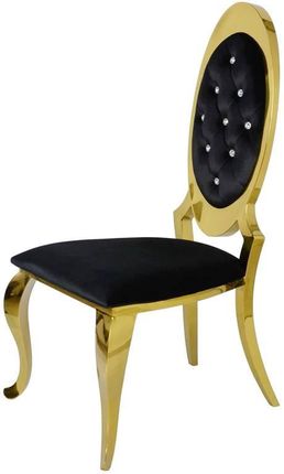 BellaCasa Krzesło glamour Victoria Gold black złote krzesło pikowane kryształkami